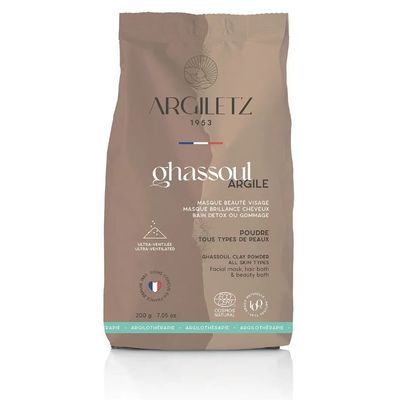 argiletz ghassoul 200 g rhassoul poudre argile maroc masque visage cheveux naturel
