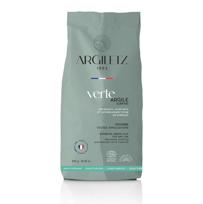 argiletz argile verte 300 g illite poudre fine masque visage peau grasse purifiant naturel