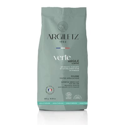 argiletz argile verte 300 g illite poudre fine masque visage peau grasse purifiant naturel