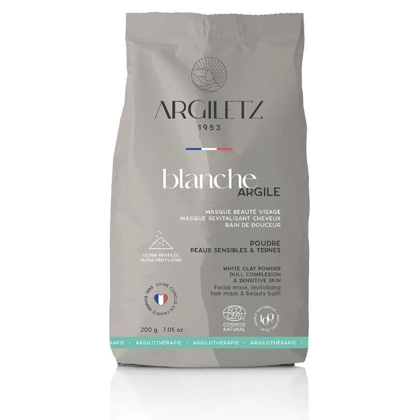 argiletz argile blanche ultra ventilee 200 g kaolin poudre fine masque visage cheveux naturel