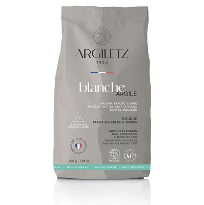 argiletz argile blanche ultra ventilee 200 g kaolin poudre fine masque visage cheveux naturel