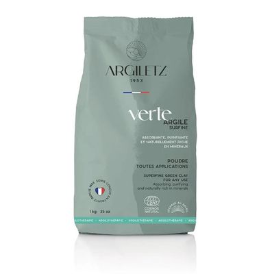 argiletz argile verte surfine 1 kg poudre fine illite masque visage cheveux soin naturel