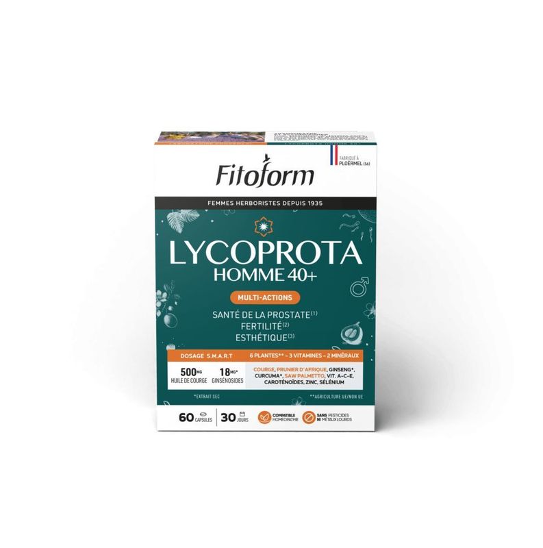 Lycoprota – Homme 40+ – 60 capsules Lycoprota Homme 40+ Fitoform – Complément alimentaire multi-actions en 60 capsules