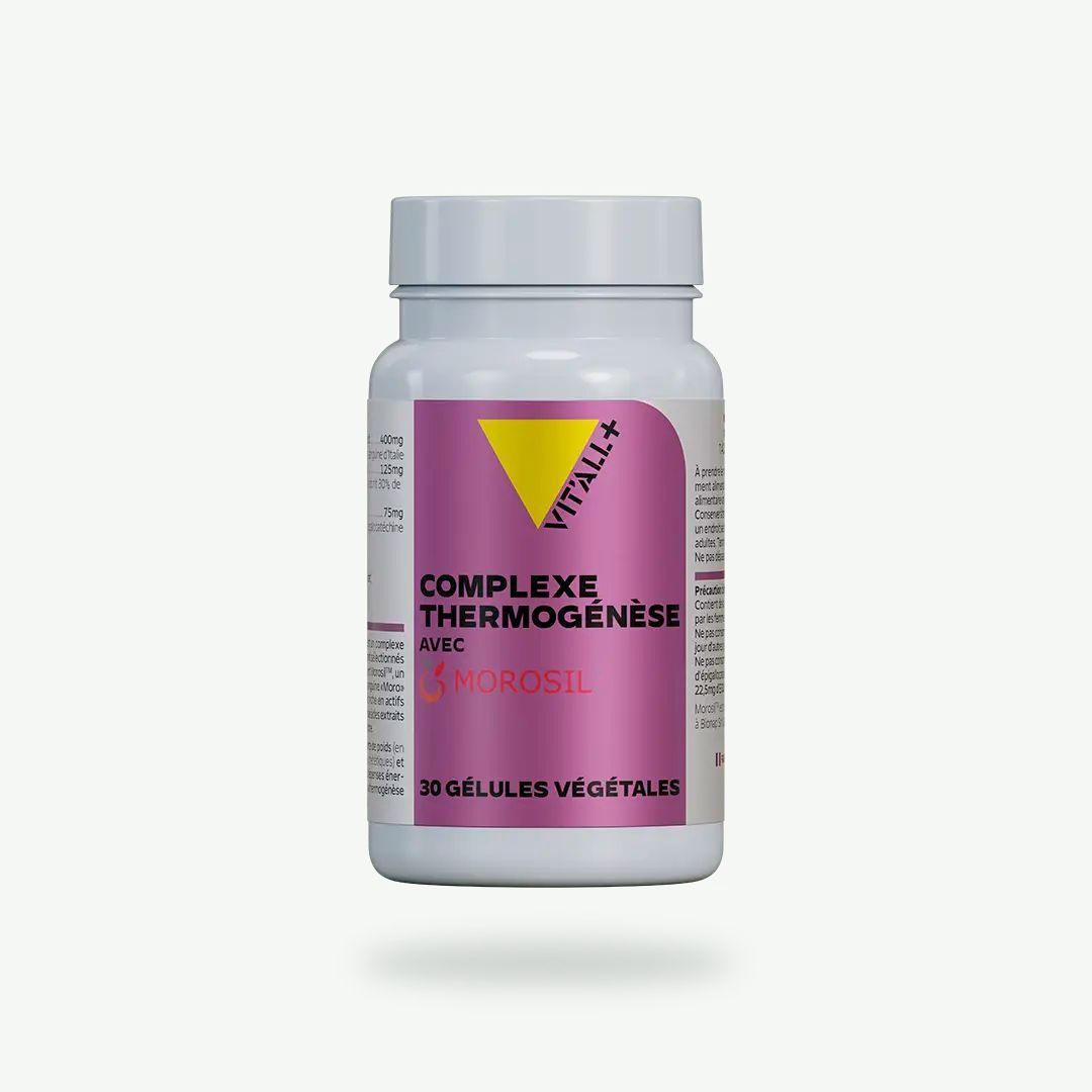 Complexe Thermogenèse avec Morosil™ – 30 gélules Complexe Thermogenèse Morosil™ Vit’All+ avec orange sanguine, gingembre et thé vert – 30 gélules
