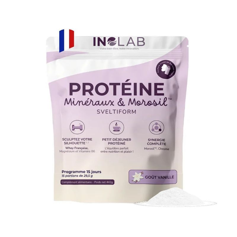 Sveltiform – Whey française & Morosil® – 442 g Sveltiform Laboratoire Inolab avec whey française, Morosil®, chrome et magnésium