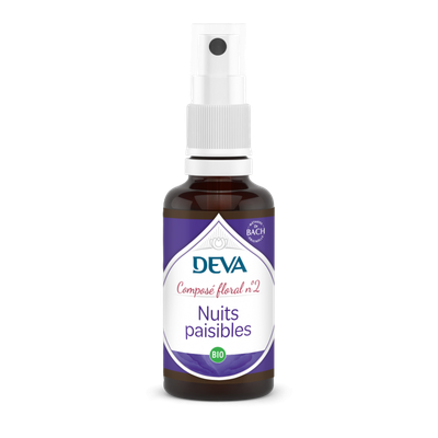 nuits paisibles bio deva 30 ml compose floral bach sommeil detente florithérapie spray