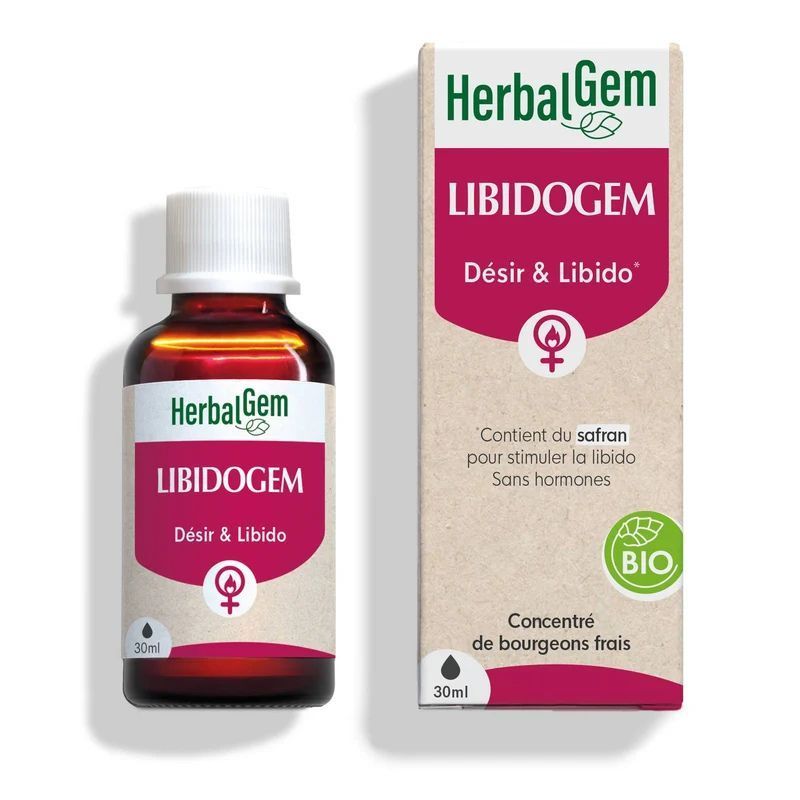 Libidogem Bio HerbalGem – Désir & libido – 30 ml Libidogem Bio HerbalGem complexe de bourgeons pour le désir & libido à base de safran , ginkgo, chêne, flacon 30 ml.