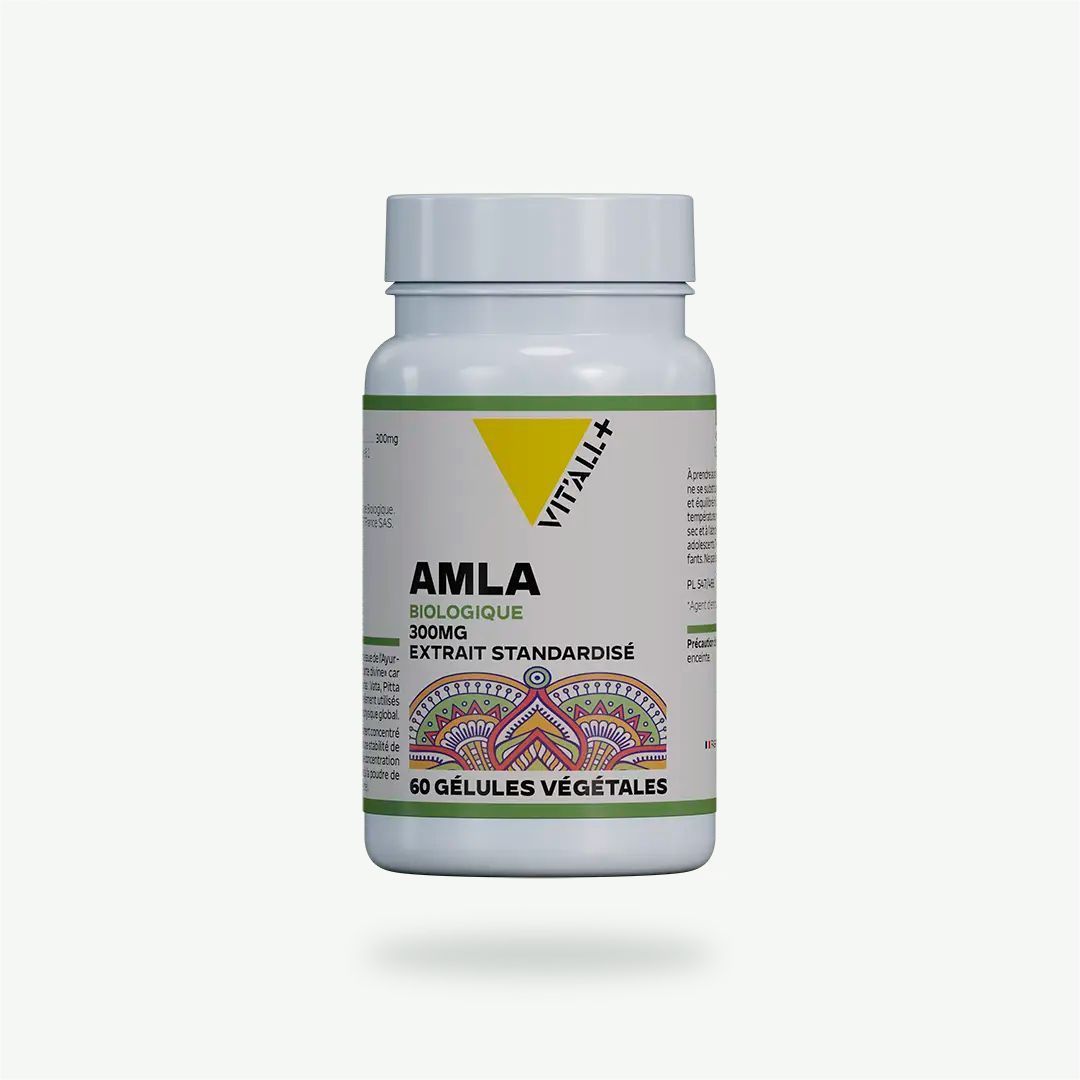 Amla Bio 300 mg – 60 gélules Amla Bio 300 mg Vit’All+ en gélules végétales – Extrait d’Amla standardisé à 40 % de tanins