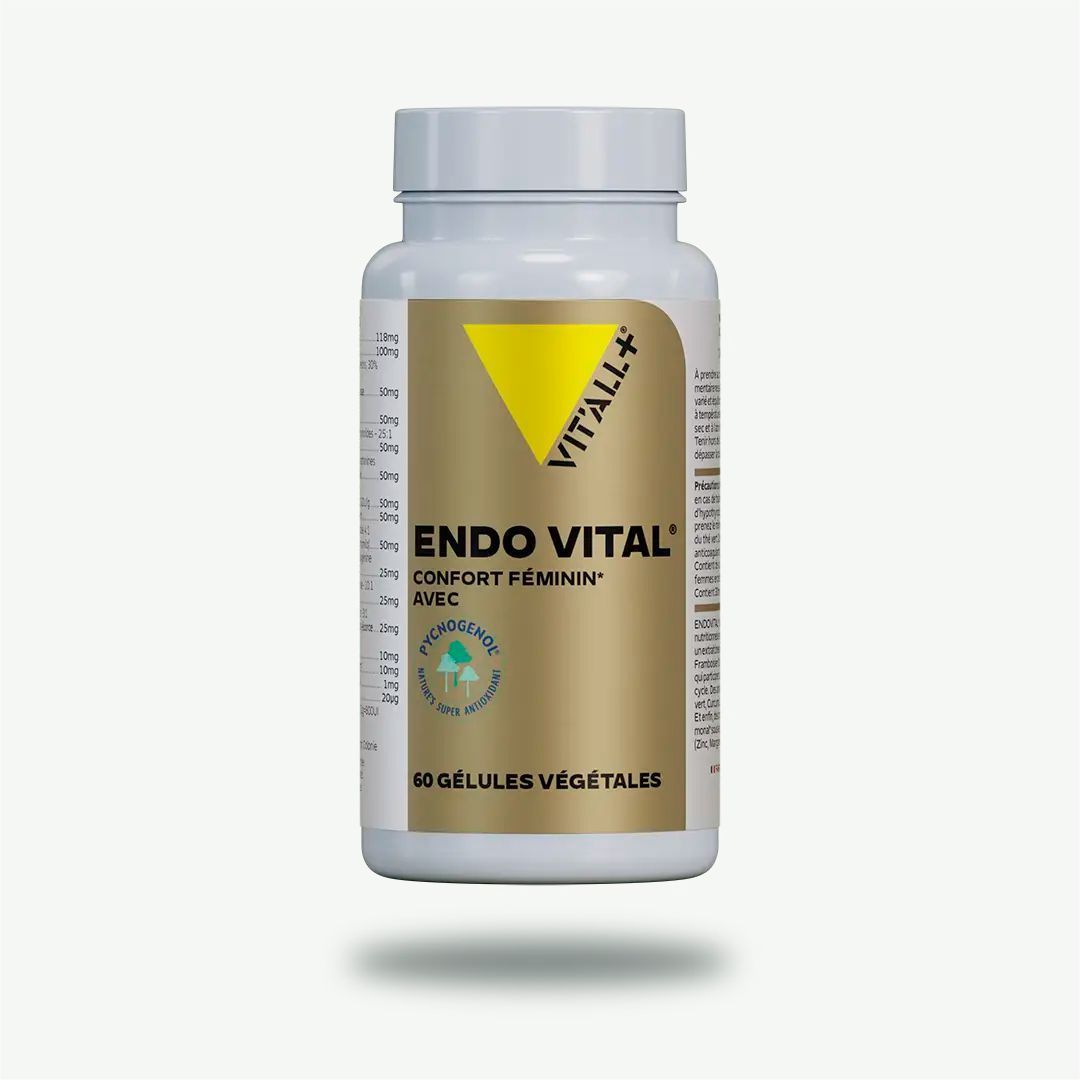 ENDOVITAL® – Confort féminin – 60 gélules ENDOVITAL® Vit’All+ – Complexe confort féminin avec Pycnogénol®, framboisier, gattilier et vitamine D3 – 60 gélules