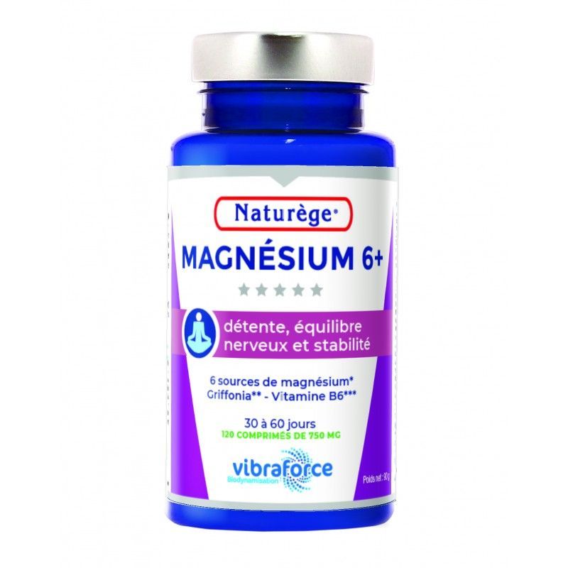 magnesium 6 plus 120 comprimes vibraforce multi sources magnesium griffonia vitamine b6 complement alimentaire