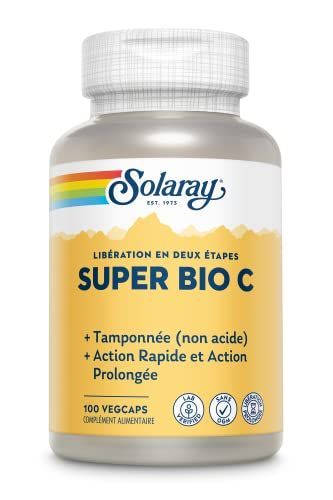 Super Bio C Solaray 100 Vegcaps vitamine C tamponnée à libération prolongée avec bioflavonoïdes et acérola
