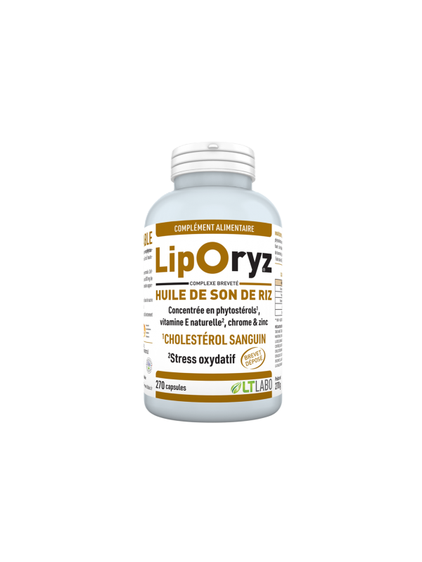 Liporyz 270 capsules huile son de riz phytosterols vitamine E zinc chrome complement alimentaire cholesterol naturel