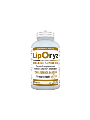 Liporyz 270 capsules Liporyz 270 capsules huile son de riz phytosterols vitamine E zinc chrome complement alimentaire cholesterol naturel