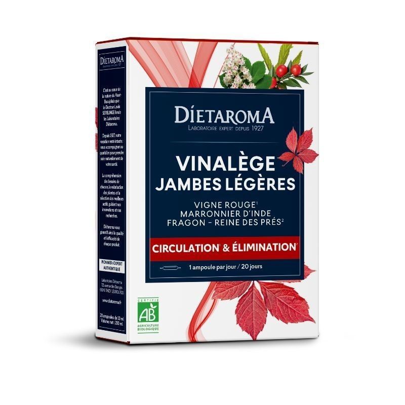 vinalege jambes legeres bio 20 ampoules vigne rouge marronnier fragon reine des pres dietaroma