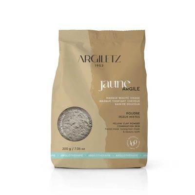 argiletz argile jaune 200 g illite poudre fine masque visage cheveux peau mixte grasse naturel