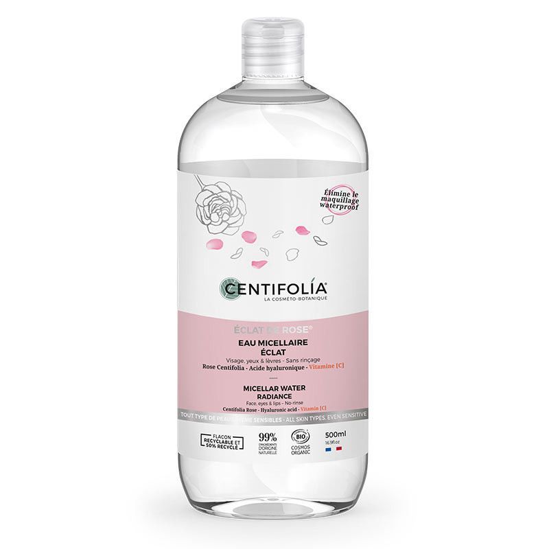 eau micellaire rose centifolia 500 ml bio hydratante vitamine c nettoyage peau sensible