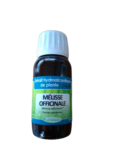 melisse 60 ml melissa officinalis extrait hydroalcoolique bio plante fraiche feuilles citronnees