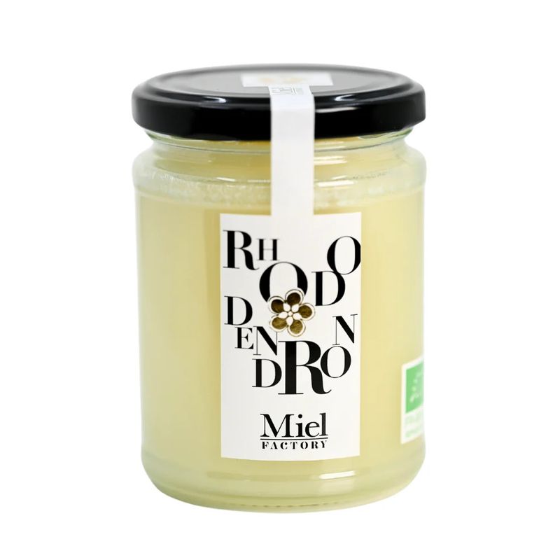 Miel de rhododendron bio Pyrénées miel crémeux floral notes de rose montagne