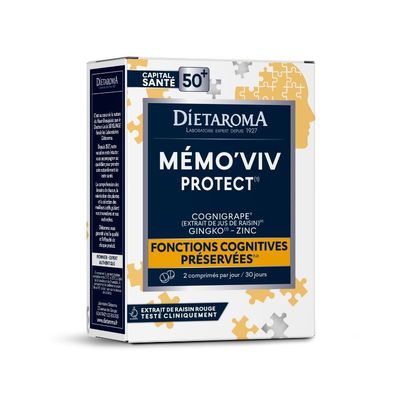 Mémo'Viv Protect memo viv protect ginkgo cognigrape zinc memoire concentration fonctions cognitives