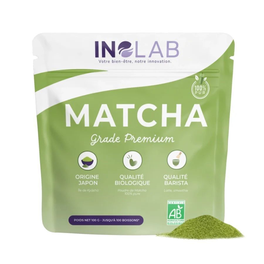 Matcha bio premium - 100g matcha bio premium inolab 100 g thé vert japonais kyushu latte