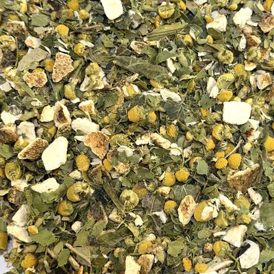 Tisane Nuit Douce BIO en vrac 120 g Mélange de plantes biologiques composant la Tisane Nuit Douce : orange douce, matricaire, oranger bigaradier et mélisse