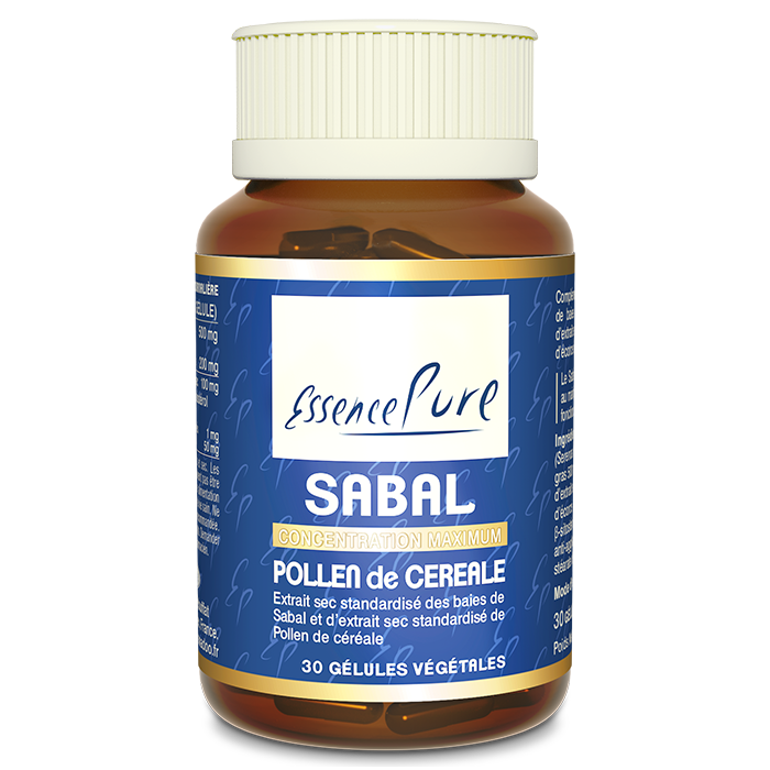 Sabal 30 gélules Sabal 30 gélules, marque EssencePure à base de Serenoa repens, pollen de céréale et bêta-sitostérol
