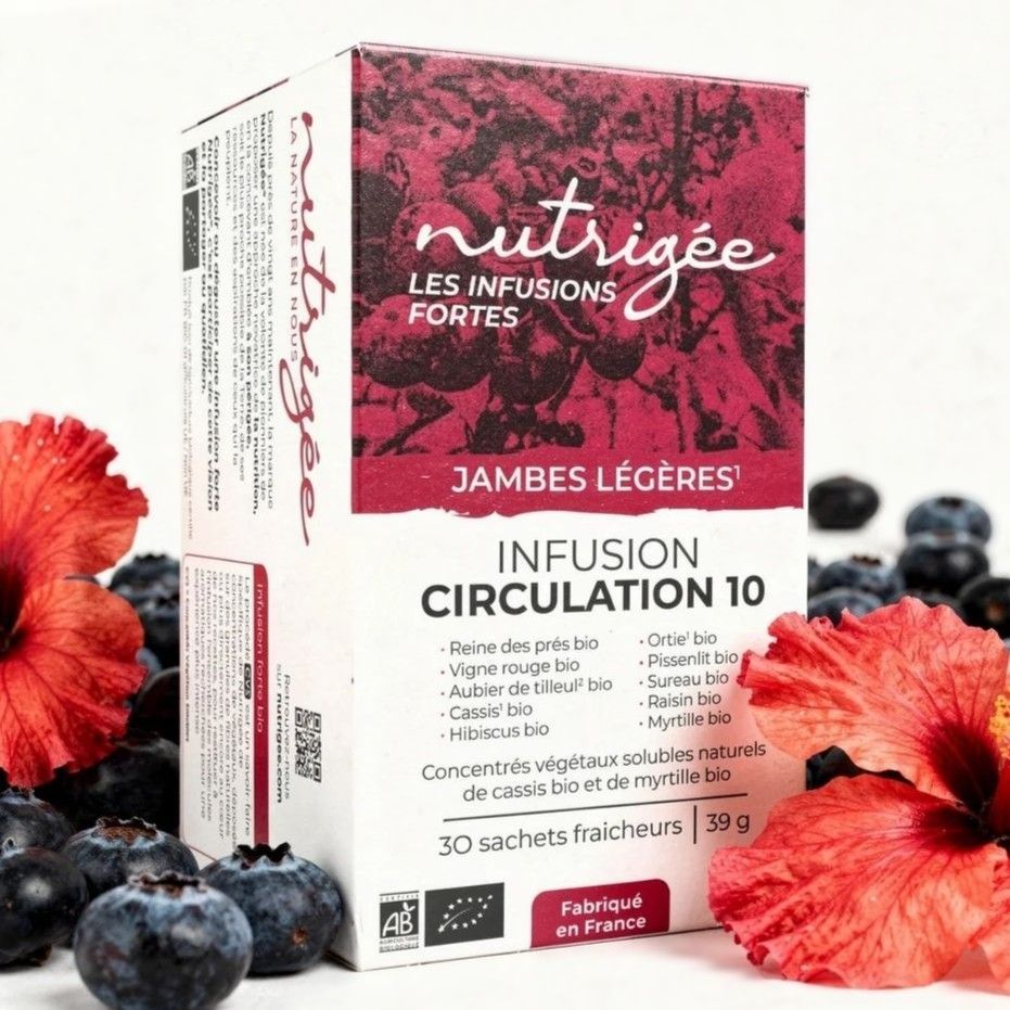 Infusion Circulation 10 Bio Nutrigée – 30 sachets Infusion Circulation 10 Bio Nutrigée pour jambes légères – 30 sachets