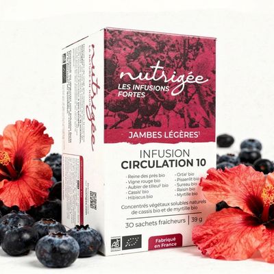 Infusion Circulation 10 Bio Nutrigée pour jambes légères – 30 sachets