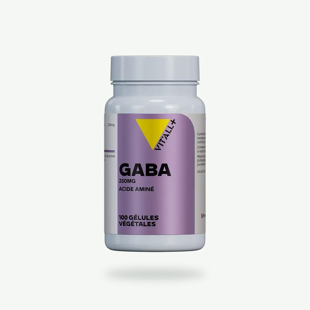 GABA 250 mg – 100 gélules GABA 250 mg Vit’All+ – Acide gamma-aminobutyrique dosé à 250 mg par gélule végétale – 100 gélules