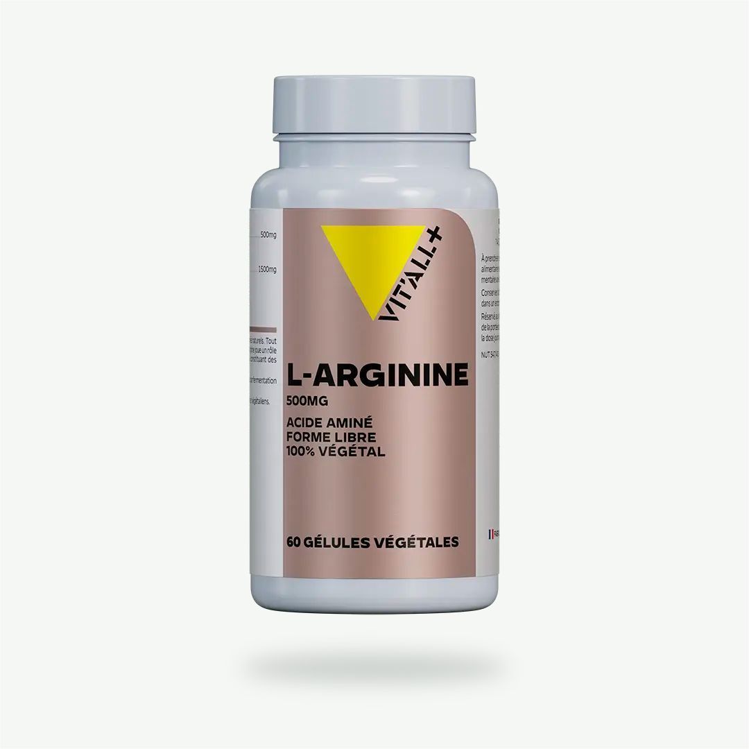L-Arginine 500 mg Vit’All+ – Acide aminé sous forme libre obtenu par fermentation sur substrat d’origine végétale – 60 gélule