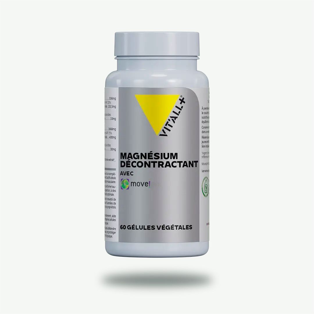 Magnésium Décontractant – 60 gélules Magnésium Décontractant Vit’All+ – Bisglycinate de magnésium, verveine citronnée Move!PLX® et GABA – 60 gélules