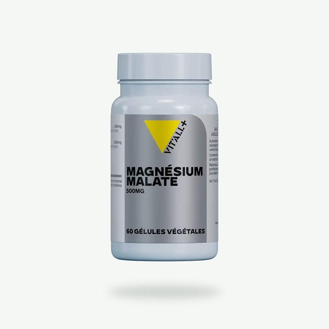 Magnésium Malate 500 mg – 60 gélules Magnésium Malate 500 mg Vit’All+ – 100 mg de magnésium élément par gélule – 60 gélules végétales