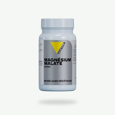 Magnésium Malate 500 mg – 60 gélules Magnésium Malate 500 mg Vit’All+ – 100 mg de magnésium élément par gélule – 60 gélules végétales