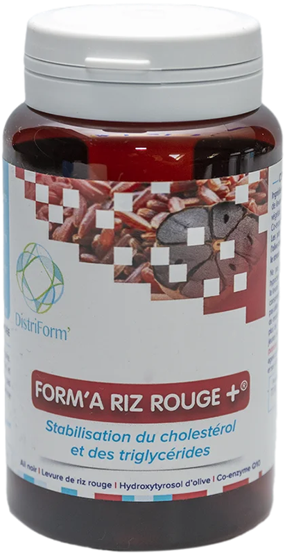 FORM’A RIZ ROUGE+ Distriform' – Flacon de 60 gélules avec ail noir, riz rouge fermenté, extrait d'olivier et coenzyme Q10