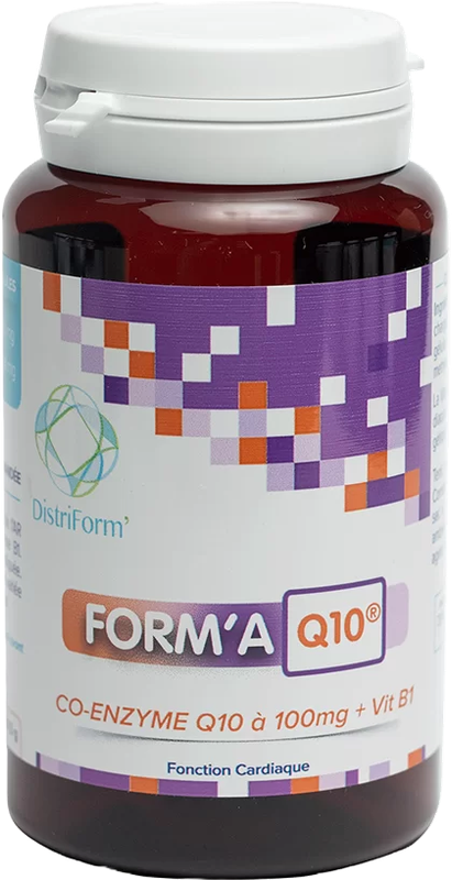 Form’A Q10 – 60 gélules Form’A Q10 Distriform' – Flacon de 60 gélules associant 100 mg de Coenzyme Q10 et de la Vitamine B1 pour une fonction cardiaq