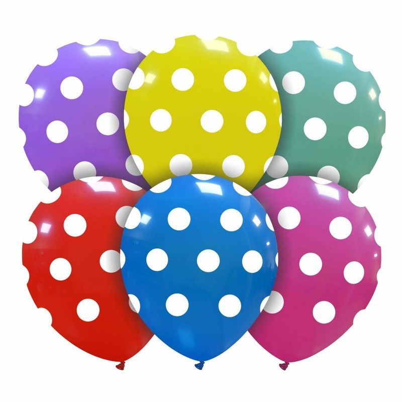 5 inch Assorted Polka Dots Printed Latex