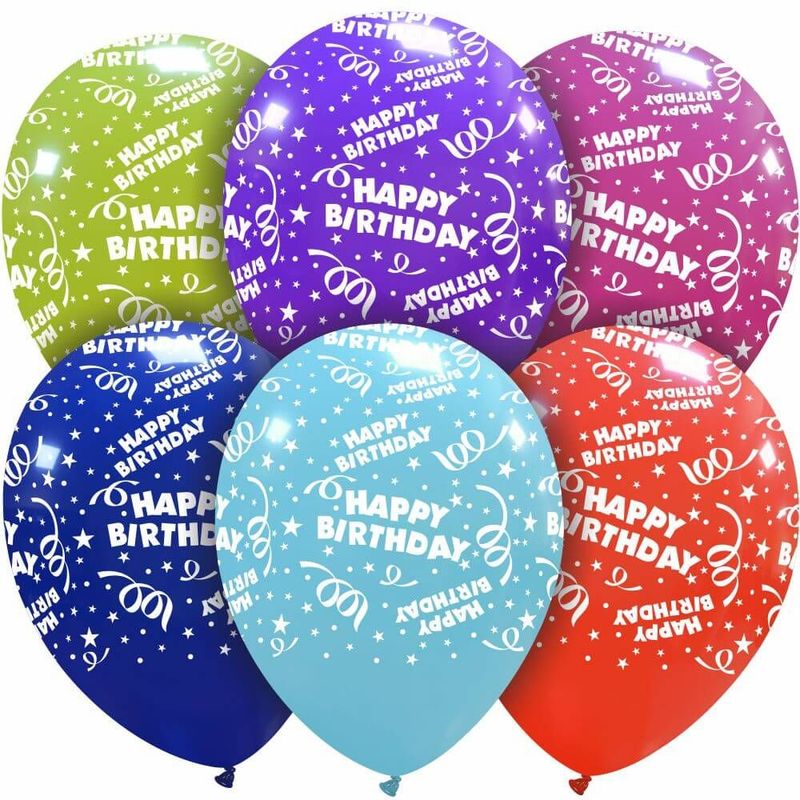 12 inch Happy Birthday All-a-Round Assorted Printed Latex