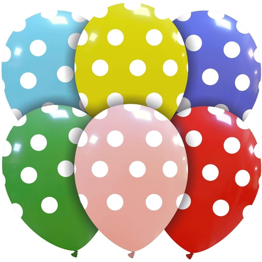 12 inch Big Polka Dots Printed Assorted Latex