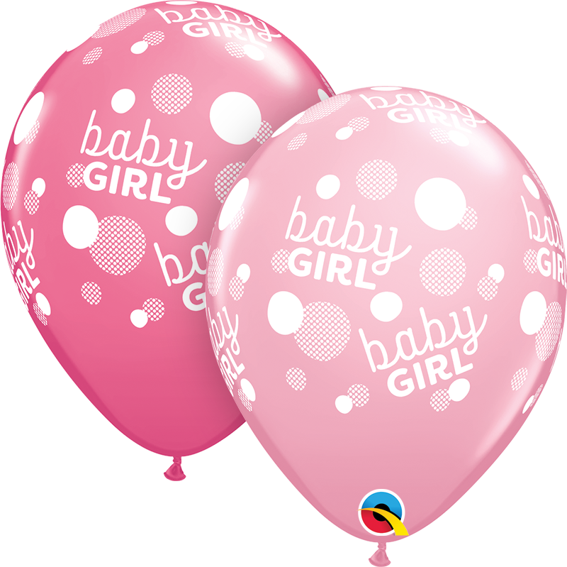 11 inch Baby Girl Pink Dots-A-Round Qualatex