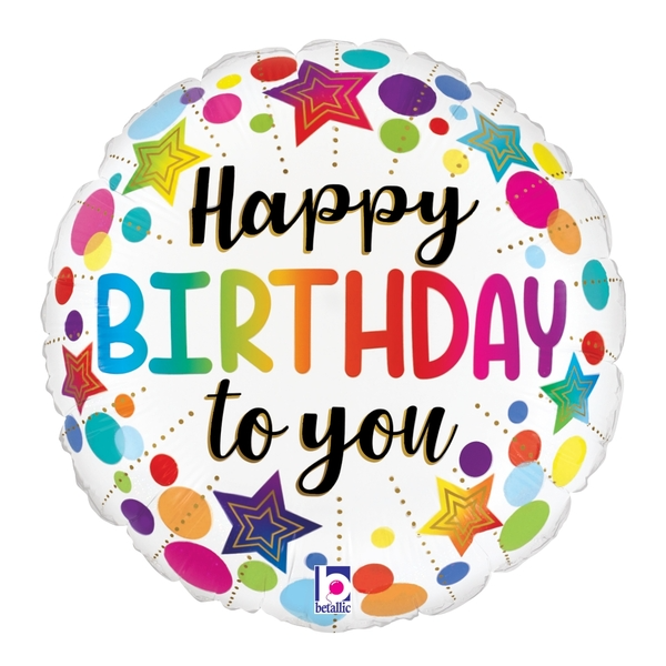 18 in Birthday Stars & Dots Foil (5 Pack)