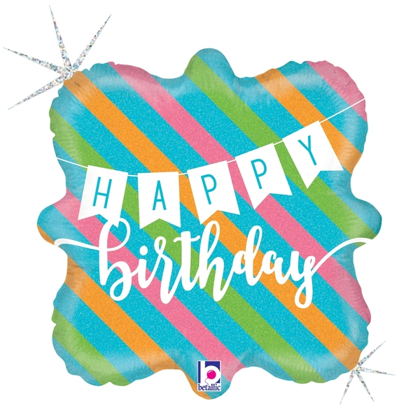 18 in Birthday Banner & Stripes Foil (5 Pack)