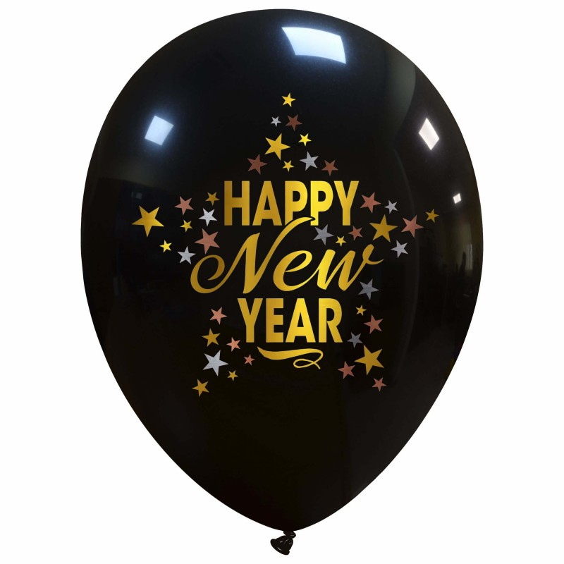 12 inch Happy New Year Star 3 Color Printed Latex
