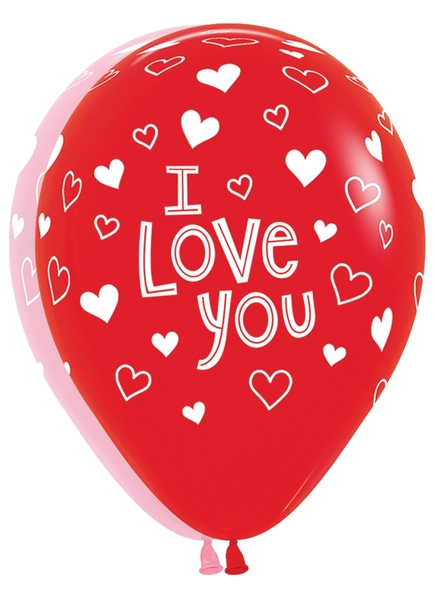 11 in Love You Hearts Print Assorted Sempertex