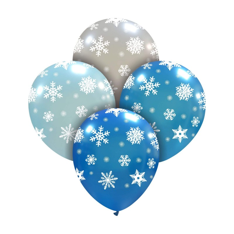 5 inch Icy Snowflakes Printed Assorted Latex