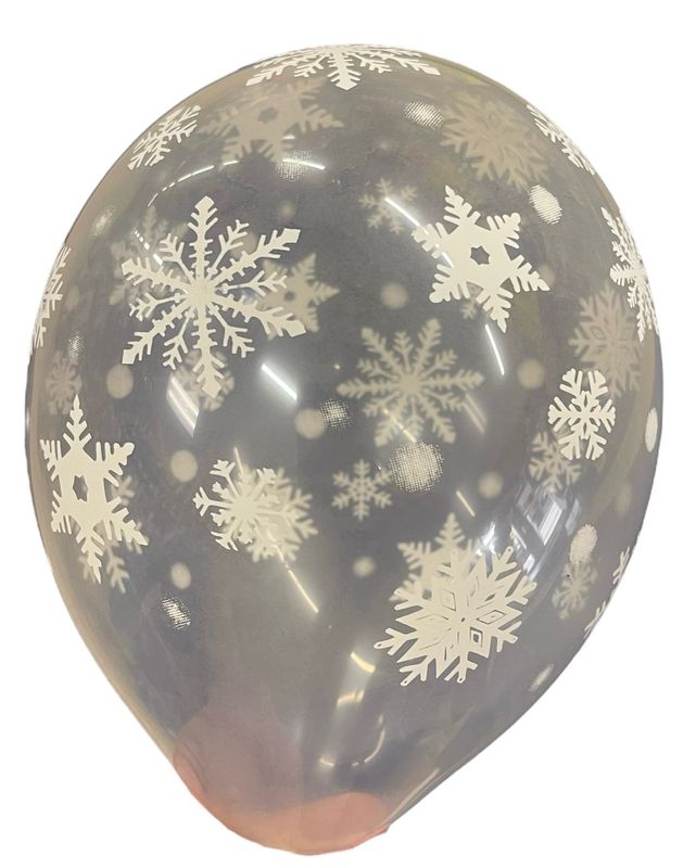 5 inch Clear Snowflakes Custom Printed Latex