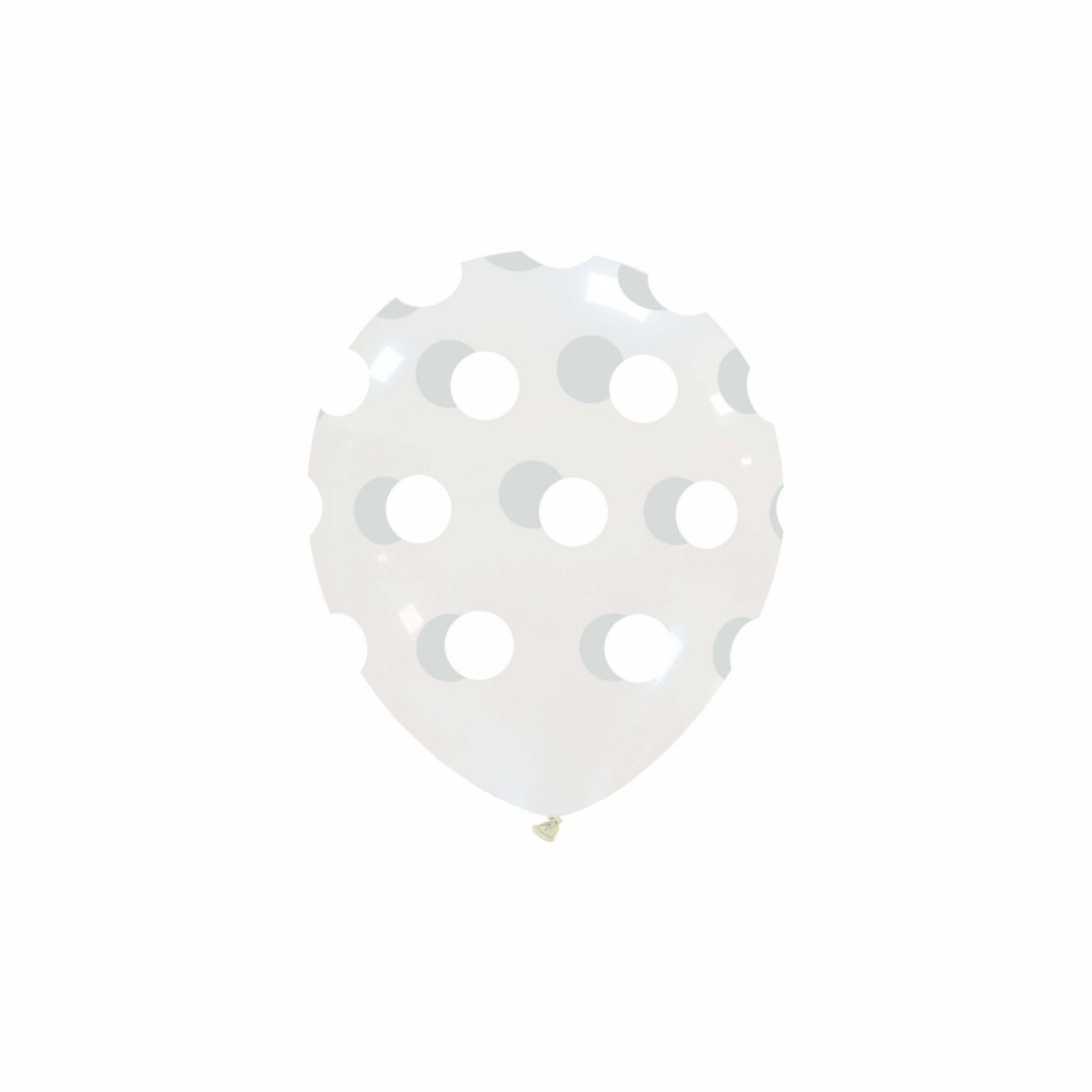5 inch Clear Polka Dots Printed Latex