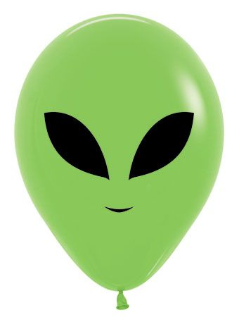 11 inch Alien Face Printed Latex on Key Lime Sempertex 11 inch Alien Face Printed Latex on Key Lime Sempertex