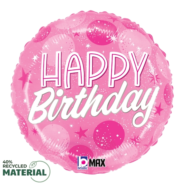 18 in Birthday Pink Sparkle Dots Foil (5 Pack)