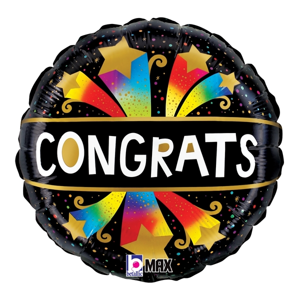 18 in Congrats  Bursting Stars Foil (5 Pack)