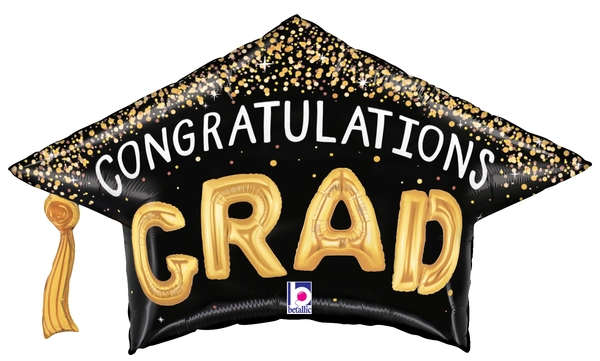 Congratulations Confetti Grad Hat Jumbo Shape Foil
